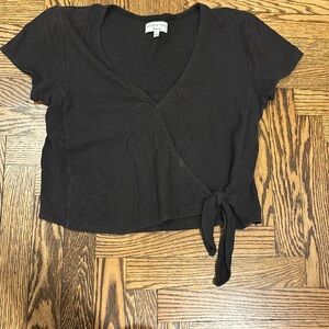 Madewell Black Wrap Crop Top